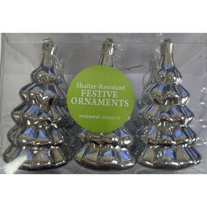 Silver Christmas Tree Shatter-Resistant Festive Ornaments By Midwest Seasons